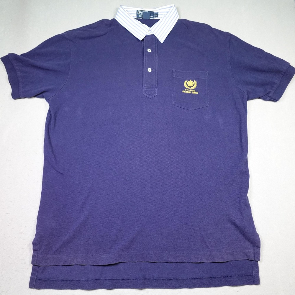 Polo Ralph Lauren Polo Shirt Mens Large Purple PRL Naval Squad Pocket Crest
